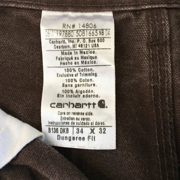 Carhartt B136 DK8 Duck Double-Front Dungarees 33X30 - Picture 4 of 9